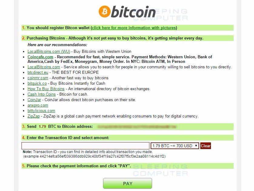 Blog Netranet Networking | Exemplo de site com instruções para a compra de bitcoins para pagar resgates de ataques de ransomware.